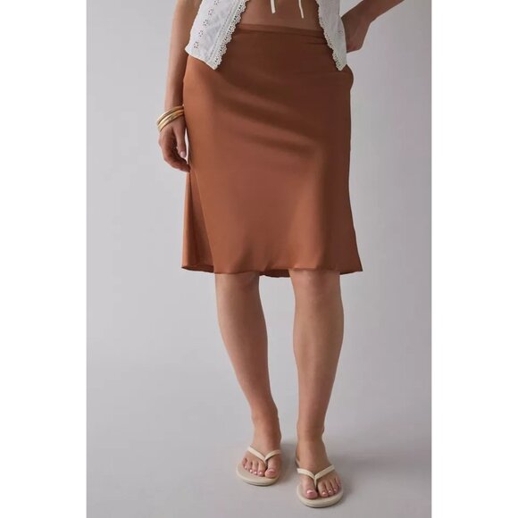 Lioness Shoreline Midi Skirt in Umber Xsmall New Womens Satin - Picture 12 of 15